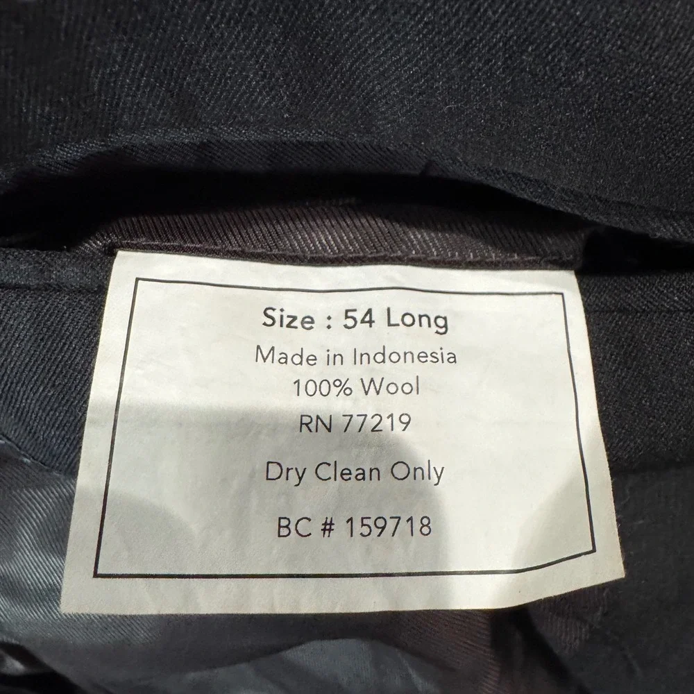 Pronto Uomo Mens 54 Long Black 100% Wool 2 Button Blazer Sport Coat Side Vents